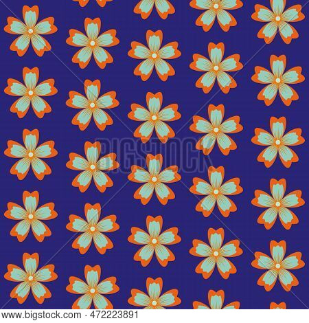 Tropical Flower Seamless Vector Pattern Background. Vintage Stylized Meadow Flowers Backdrop. Hand D