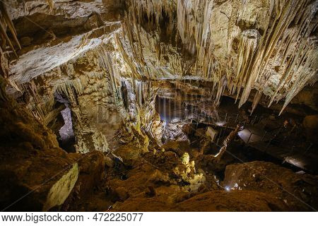 Inside Touristic Prometheus Cave At Tskaltubo, Imereti Region, Georgia.