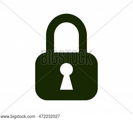 Monochromatic Padlock And Lock Icon. Flat Design.