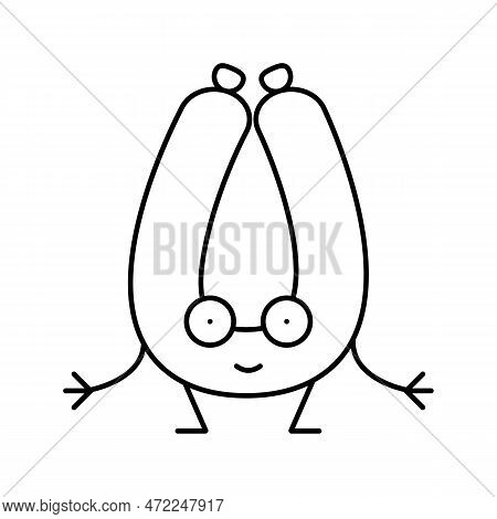 Kielbasa Meat Character Line Icon Vector. Kielbasa Meat Character Sign. Isolated Contour Symbol Blac