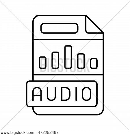 Audio File Format Document Line Icon Vector. Audio File Format Document Sign. Isolated Contour Symbo