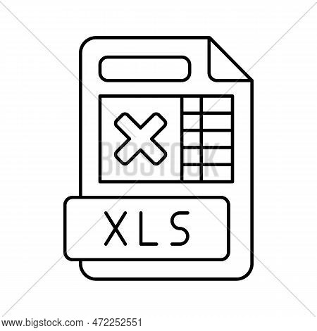Xls File Format Document Line Icon Vector. Xls File Format Document Sign. Isolated Contour Symbol Bl
