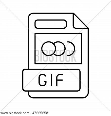 Gif File Format Document Line Icon Vector. Gif File Format Document Sign. Isolated Contour Symbol Bl