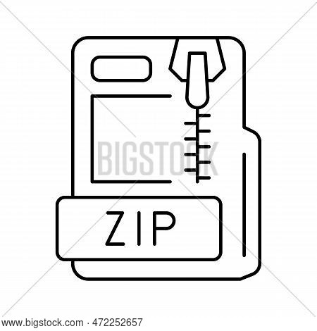 Zip File Format Document Line Icon Vector. Zip File Format Document Sign. Isolated Contour Symbol Bl