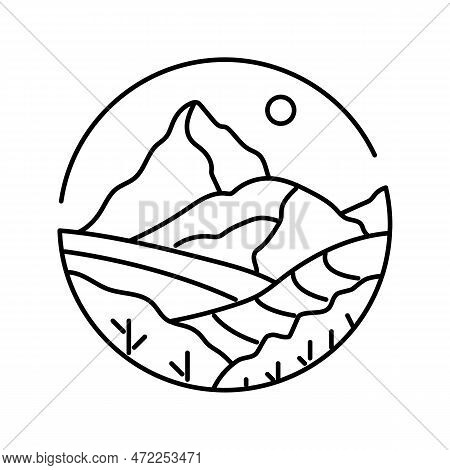 Map Mountain Landscape Line Icon Vector. Map Mountain Landscape Sign. Isolated Contour Symbol Black 