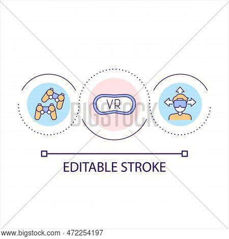 Vr Technology In Gaming Loop Concept Icon. Realistic Simulation Of Scenes. Multiverse Abstract Idea 