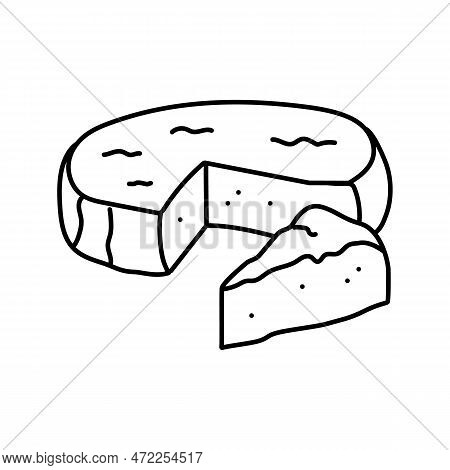 Brie Cheese Food Slice Line Icon Vector. Brie Cheese Food Slice Sign. Isolated Contour Symbol Black 