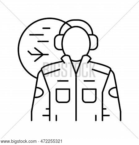 Aeronautical Engineer Worker Line Icon Vector. Aeronautical Engineer Worker Sign. Isolated Contour S