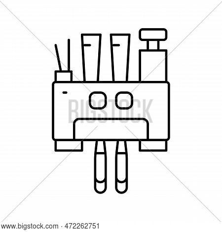 Toothbrush Holder Line Icon Vector. Toothbrush Holder Sign. Isolated Contour Symbol Black Illustrati