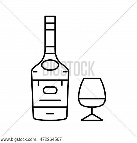 Brandy Drink Bottle Line Icon Vector. Brandy Drink Bottle Sign. Isolated Contour Symbol Black Illust