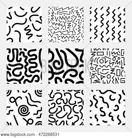 Squiggly Wiggly Lines Swatch Collections. Abstract Pattern. Seamless Repeat Vector Pattern