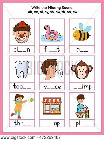 Write The Missing Sounds Phonics Worksheet. Choose The Correct Spelling Rule For Words