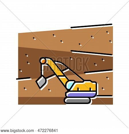Open Pit Mine Steel Production Color Icon Vector. Open Pit Mine Steel Production Sign. Isolated Symb