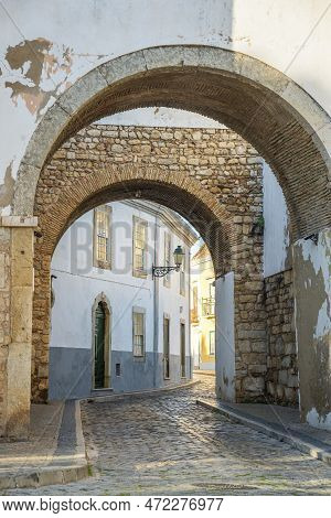 One Of 4 Entrances To The Old Town In Faro, Algarve, Portugal