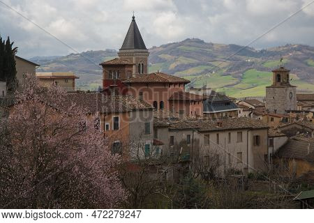 View Of Gualdo Tadino During Spring Season, A Little Town In Umbria, Italy