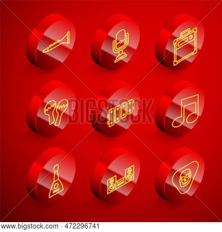 Set Line Clarinet, Microphone, Guitar Amplifier, Maracas, Xylophone, Music Note, Tone, Balalaika And