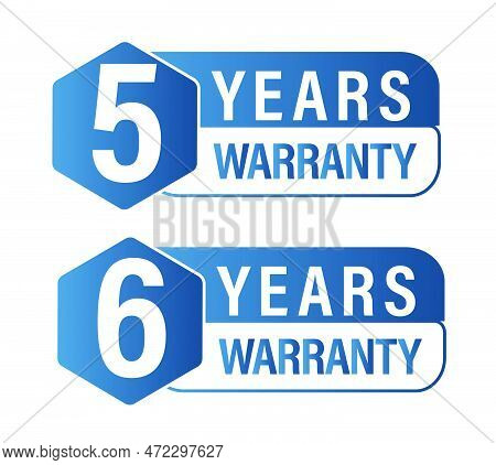 Warranty Abstract, 5 Years, 6 Years Warranty Icon, Blue In Color