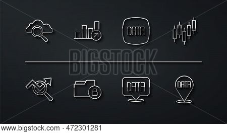 Set Line Search Cloud Computing, Data Analysis, Browser With Stocks Market, Data, Folder And Lock, F