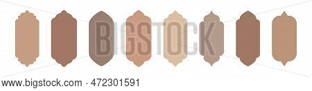 Islamic Vector Shape Of A Window Or Door Arch. Arab Frame Set. Ramadan Kareem Silhouette Icon. Mosqu