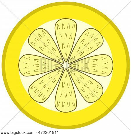 Symbolic Representation Of Half A Yellow Lemon With Peel