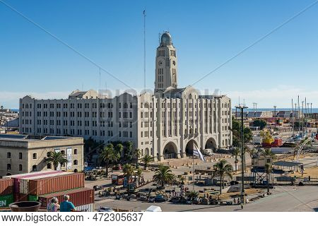 Montevideo, Uruguay - 5 February 2023: National Customs Adminstration Building In Cruise Ship Termin