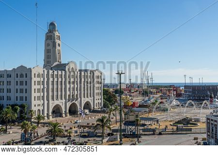 Montevideo, Uruguay - 5 February 2023: National Customs Adminstration Building In Cruise Ship Termin