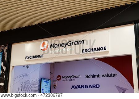 Sibiu, Romania - May, 2 2022: Moneygram Sign Ang Logo On Their Office In Promenada Mall In Sibiu. Mo