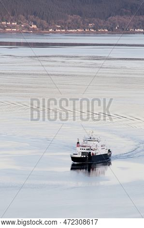 Ferry Arriving At Gourock From Dunoon In Scotland