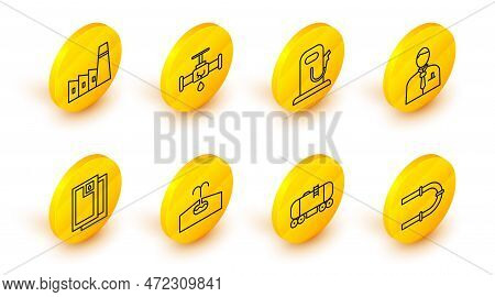 Set Line Industry Pipe, Oil Railway Cistern, Oilfield, Barrel Oil, Businessman Or Stock Market Trade