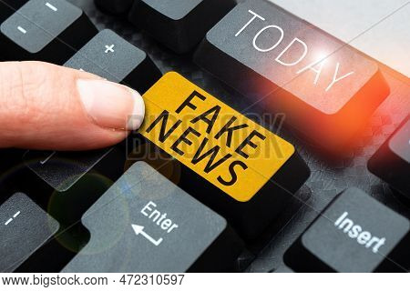 Text Showing Inspiration Fake News. Word Written On Giving Information To People That Is Not True By