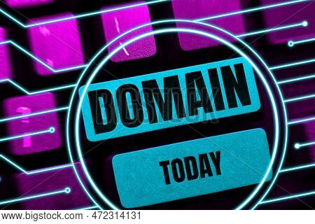 Text Caption Presenting Domain. Business Concept Distinct Subset Of Internet With Addresses Sharing 