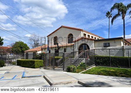 Placentia, California - 8 Mar 2023: Rear Entrance To The Placentia Library In The Edwin Powell Build