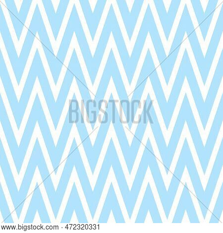 Light Blue Zigzag Seamless Pattern. Chevron Fabric Texture. Abstract Zig Zag Background. Repeating V