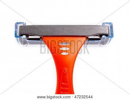 Orange Diposable Shaver On White