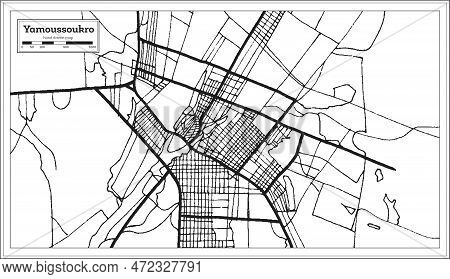 Yamoussoukro Ivory Coast City Map Iin Black And White Color. Outline Map. Vector Illustration.