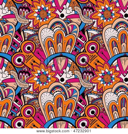 Seamless abstract hand-drawn pattern, steampunk background