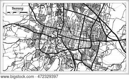 Serang Indonesia City Map In Black And White Color. Outline Map. Vector Illustration.