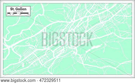 St. Gallen Switzerland City Map In Retro Style. Outline Map. Vector Illustration.