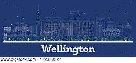 Outline Wellington New Zealand City Skyline With White Buildings. Vector Illustration. Business Trav