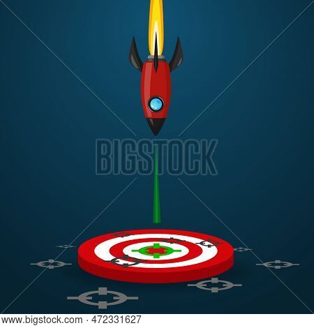 Rad Space Rocket Launch To The Target On The Floor.