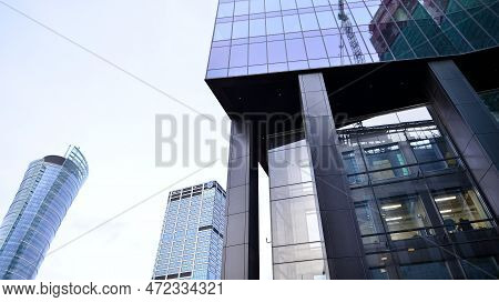 Warsaw, Poland. 8 March 2023. Roundabout Daszynski. Skyscrapers In The Financial District Of Downtow