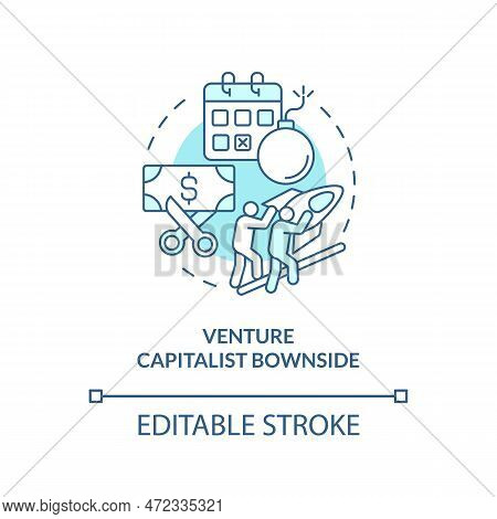 Venture Capitalist Downside Turquoise Concept Icon. It Fundraising Tip Abstract Idea Thin Line Illus