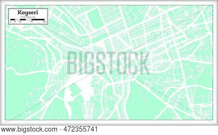 Kayseri Turkey City Map In Retro Style. Outline Map. Vector Illustration.
