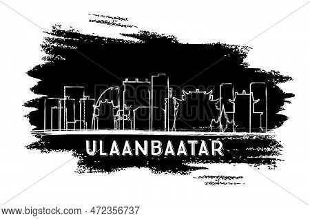 Ulaanbaatar Mongolia City Skyline Silhouette. Hand Drawn Sketch. Vector Illustration. Business Trave