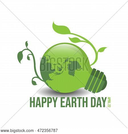 Happy Earth Day - Design Light Bulb Vector Image. National Energy Conservation Day Vector. Light Bul