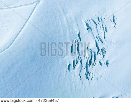 Aerial View Of Great Aletsch Glacier, The Largest Glacier In The Alps And Unesco Heritage