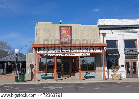 Willcox, Az, Usa - Jan. 19, 2023: Rex Allen Museum And Willcox Cowboy Hall Of Fame At 150 N Railroad