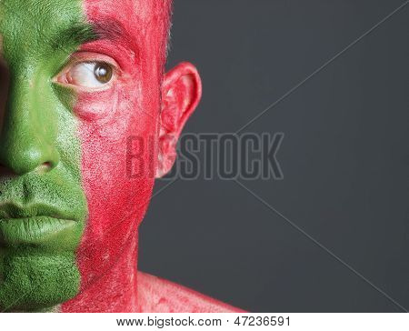 Man Face Flag Portugal