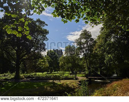 Blarney Castle, Ireland - 09 22 2015: Lush And Green Garden Of The Poplar Ancient Blarney Castle In 
