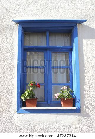 Fenster mit Blumentöpfe